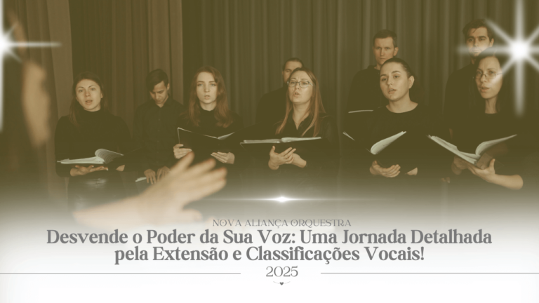 Coral cantando com partituras nas mãos sob a regência de um maestro